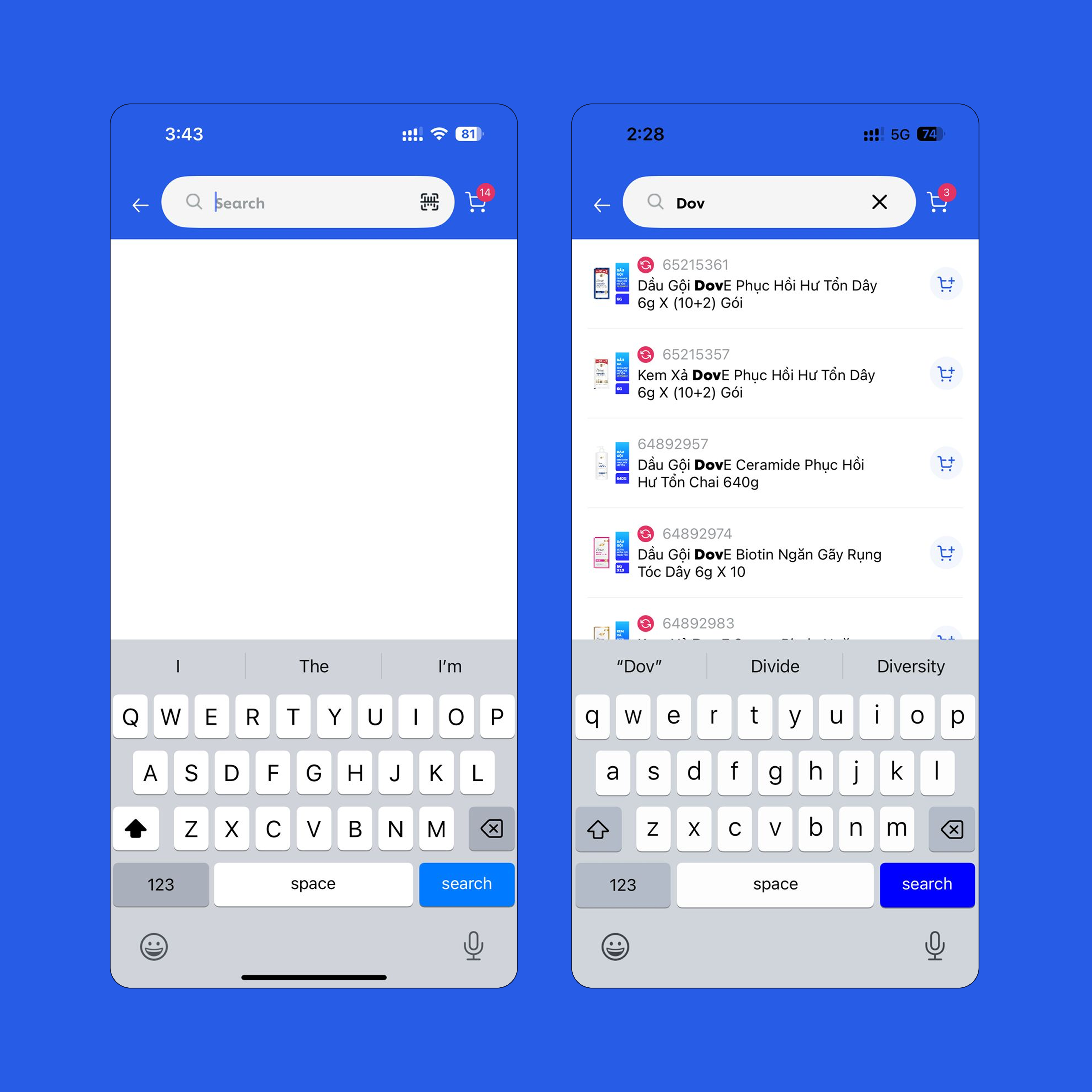 Search — SKU-driven, no exploration