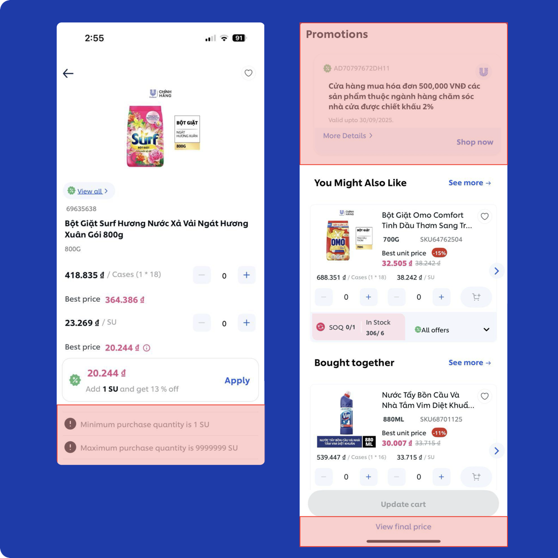 Product detail screen - key info below the fold
